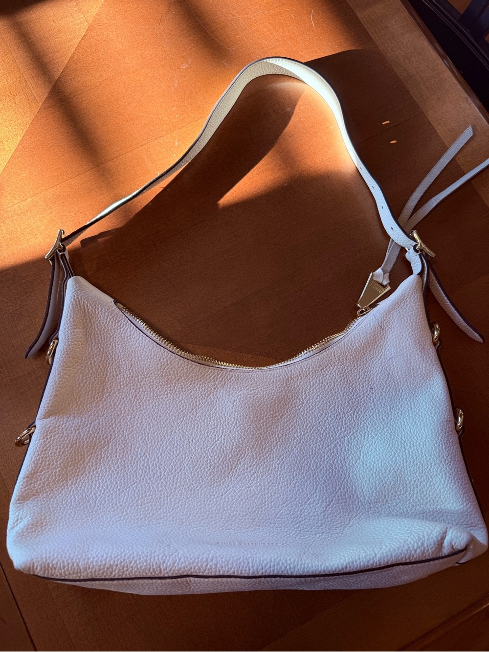 Aimee Kestenberg Pebbled Ivory Shoulder Hobo with Gold Accents